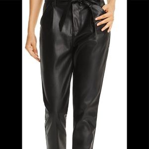 Faux Leather Paper Bag Waist Pants by Lucy Paris